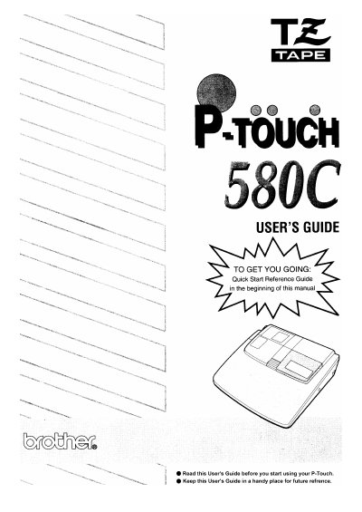 Brother P-TOUCH 580C User's Guide - cover page