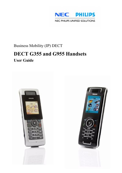 NEC G355 and G955 DECT Handsets User Guide - cover page