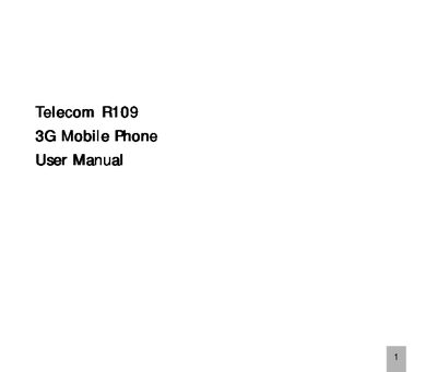 ZTE R109 3G Mobile Phone User Manual - cover page