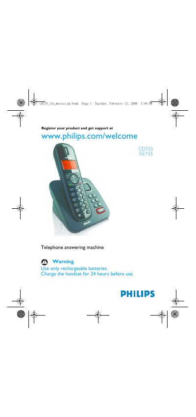 Philips CD155/SE155 Telephone Answering Machine User Manual