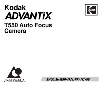 Kodak T550 Camera User Manual - cover page