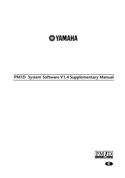 Yamaha PM1D System Software V1.4 Supplementary Manual - cover page