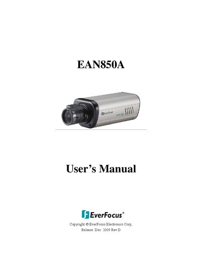 EverFocus EAN850A IP Network Camera User's Manual - cover page