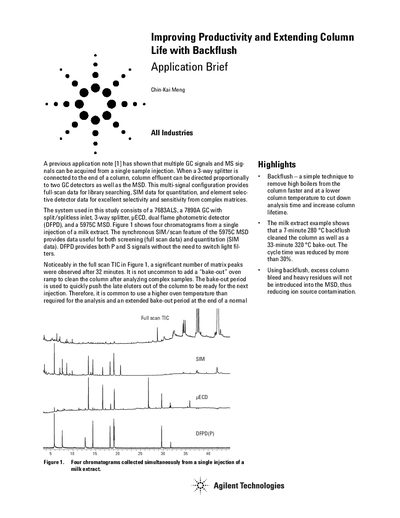 Agilent Improving Productivity Extending Column Life with Backflush Application Note - cover page