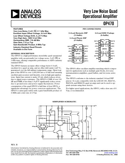 Analog Devices OP470 Product Handbook Rev B - cover page