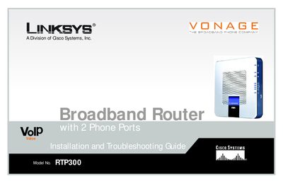 Linksys RTP300 Broadband Router with 2 Phone Ports User Manual - cover page
