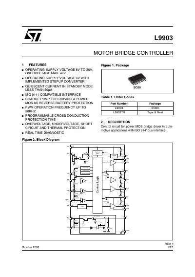 STMicroelectronics L9903 Motor Bridge Controller Datasheet