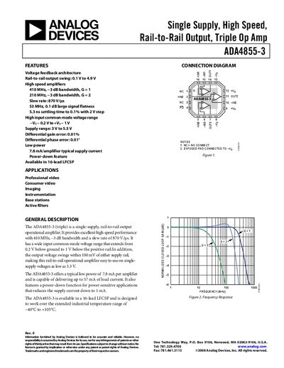 Analog Devices ADA4855-3 Triple Op Amp Datasheet - cover page