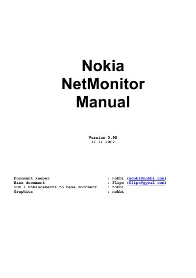 Nokia NetMonitor Manual - cover page