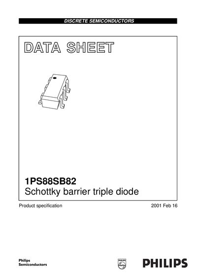 Philips 1PS88SB82 Schottky Barrier Triple Diode Data Sheet - cover page