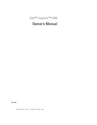 Dell Inspiron 5160 Owner’s Manual - cover page