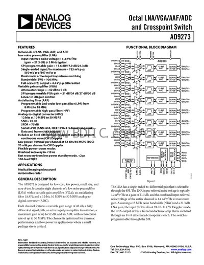 Analog Devices AD9273 Datasheet - cover page