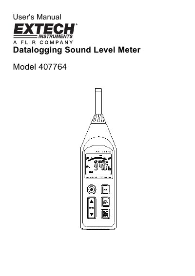 Extech Model 407764 Datalogging Sound Level Meter User's Manual - cover page