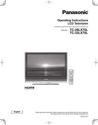 Panasonic TC-26LX70L TC-32LX70L LCD Television Operating Instructions - cover page