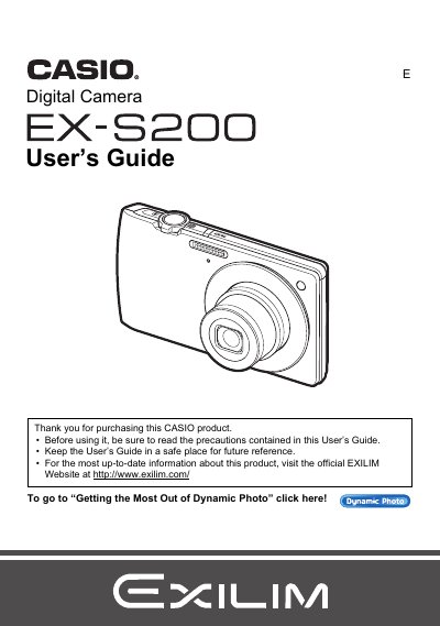 Casio EX-S200 Digital Camera User's Guide - cover page