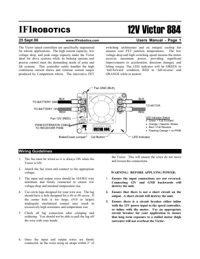 IFIROBOTICS Victor 884 User Manual - cover page