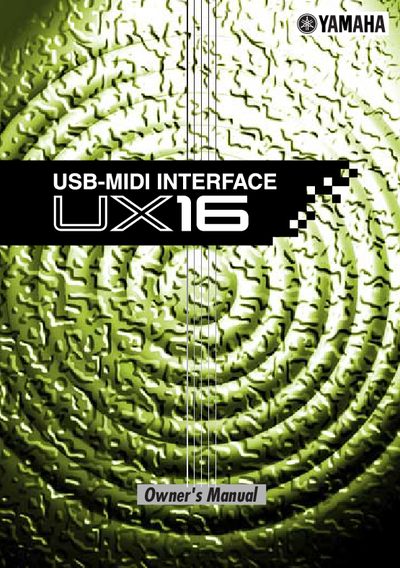Yamaha UX16 USB-MIDI Interface Owner's Manual - cover page