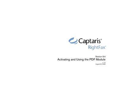 Captaris RightFax 9.4 PDF Module User Guide - cover page