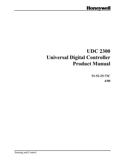 Honeywell UDC 2300 Universal Digital Controller Product Manual - cover page