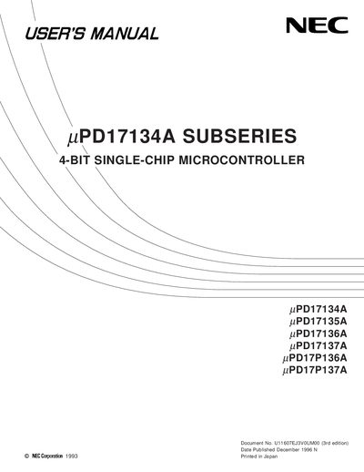 NEC PD17134A PD17135A PD17136A PD17137A PD17P136A PD17P137A USER GUIDE - cover page