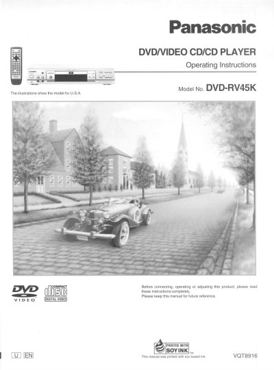Panasonic DVD-RV45K Operating Instructions - cover page