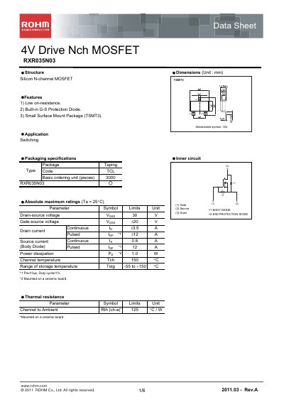 ROHM RXR035N03 Manual - cover page