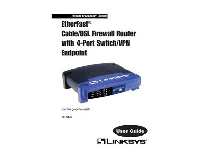 Linksys BEFSX41 Router User Manual - cover page