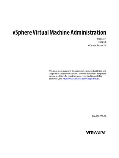 VMware vSphere Virtual Machine Administration Update 1 ESXi 5.0 vCenter Server 5.0