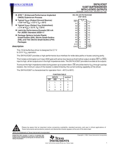 TEXAS INSTRUMENTS SN74LVC827 handbook - cover page