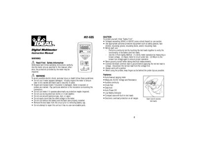 IDEAL 61-605 Pocket Meter Instruction Manual - cover page