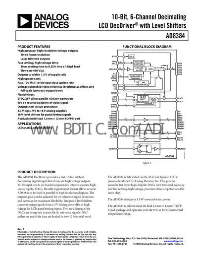 Analog Devices AD8384 Datasheet - cover page
