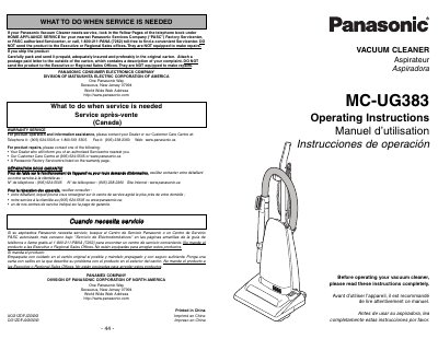 Panasonic MC-UG383-MUL Manual - cover page