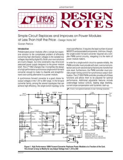 LINDAR Simple Circuit Replaces Improves on Power Modules at Less Than Half the Price Design Note 347 handbook - cover page