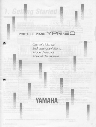 Yamaha YPR-20 Portable Piano Owner's Manual - cover page