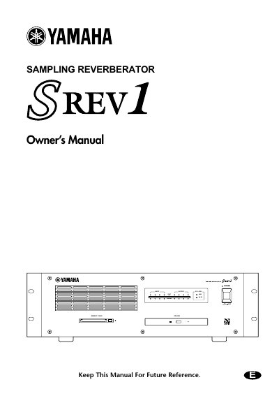 Yamaha SREV1 Sampling Reverberator Owner's Manual