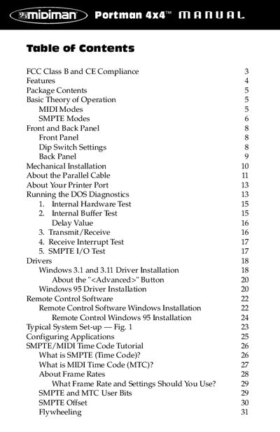 Midiman PORTMAN 4x4/S Parallel Port MIDI Interface User Manual - cover page