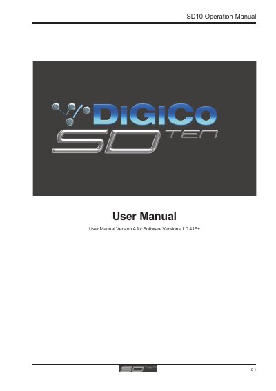 Digico SD10 Operation Manual - cover page