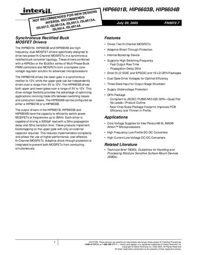 Intersil HIP6601B/HIP6603B/HIP6604B Datasheet