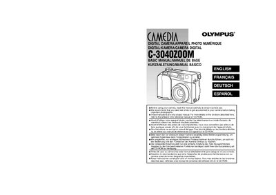 Olympus C-3040ZOOM Digital Camera Basic Manual - cover page
