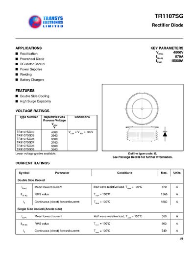IRANSYS TR1107SG Datasheet - cover page