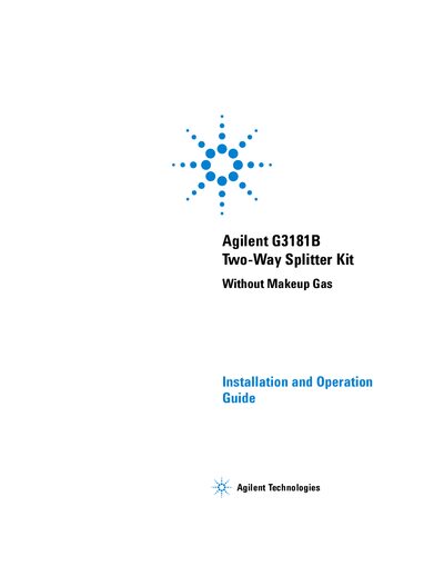 Agilent G3181B Two-Way Splitter Kit Installation and Operation Guide - cover page