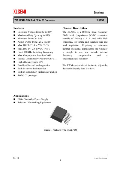 XLSEMI XL7056 Buck DC to DC Converter Datasheet