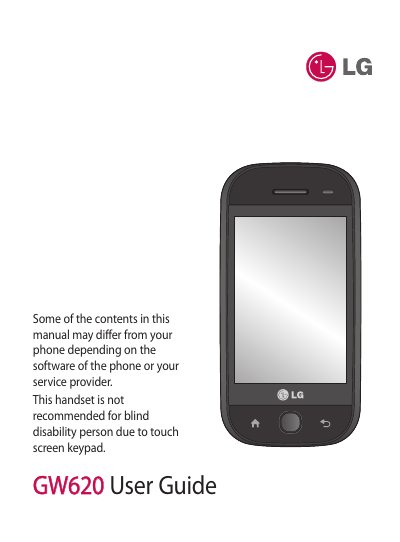 LG GW620 User Manual - cover page