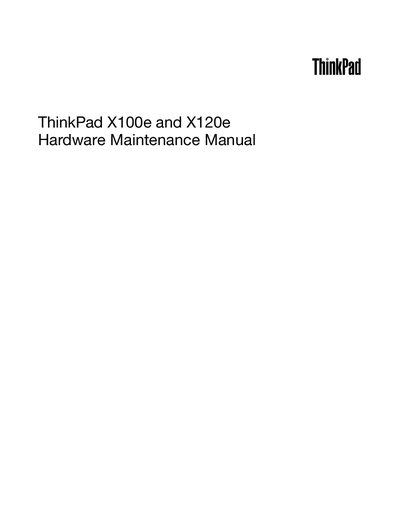 Lenovo ThinkPad X100e and X120e Hardware Maintenance Manual - cover page