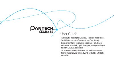 Pantech CDM8635 User Manual - cover page