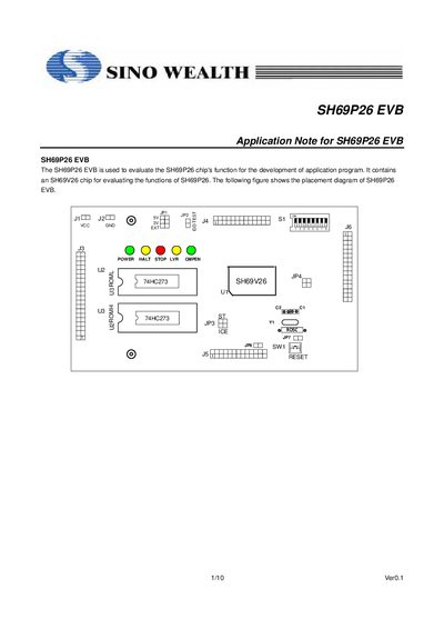 SINO WEALTH SH69P26 EVB Application Note - cover page