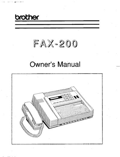 Brother FAX-200 Desktop Facsimile Transceiver Owner's Manual - cover page