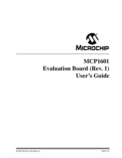 Microchip MCP1601 Evaluation Board Rev 1 User Guide - cover page