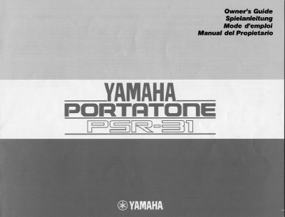 Yamaha PortaTone PSR-31 Owner's Guide - cover page