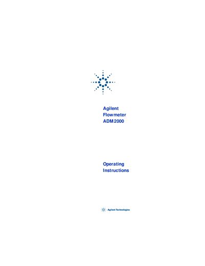 Agilent ADM 2000 Flowmeter Operating Instructions Manual - cover page